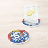 Cat en her Kittens Zandsteen Onderzetter (Zijkant)