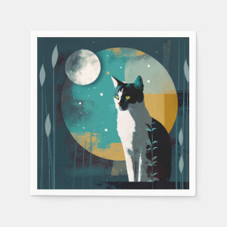 Cat en Moon met fronten - Cocktail Napkins Servet