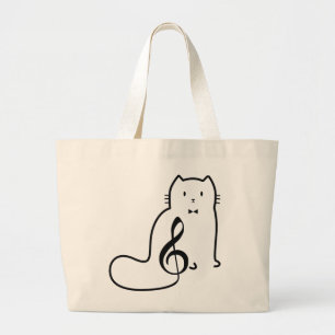 CAT- EN MUZIEKOPMERKING GROTE TOTE BAG