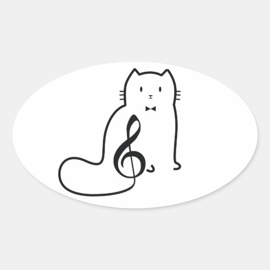 CAT- EN MUZIEKOPMERKING OVALE STICKER (Voorkant)
