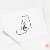 CAT- EN MUZIEKOPMERKING OVALE STICKER (Envelop)