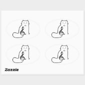 CAT- EN MUZIEKOPMERKING OVALE STICKER (Vel)