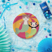 Cat en Panda Summer Mermaids Papieren Bordje (Feest)