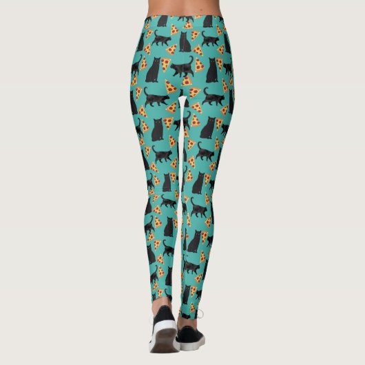 Cat en pizza grappig patroon leggings (Achterkant)