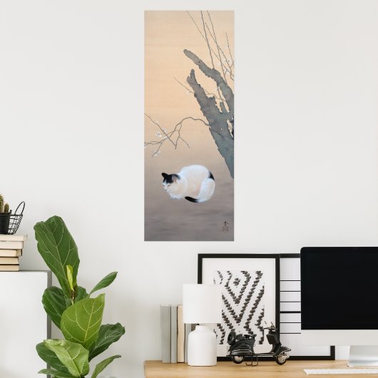 Cat en Plum Blossom Poster (Thuiskantoor)