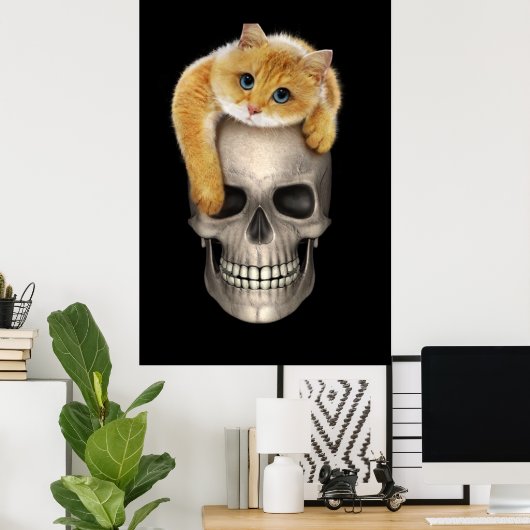 Cat en schedel poster (Thuiskantoor)