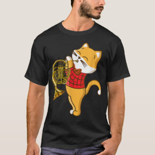 Cat Enjoying The Music Instrument French Horn1 T-shirt