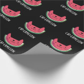 Cat-ermelon Funny Cat Watermelon Pun Dark BG Cadeaupapier (Hoek)