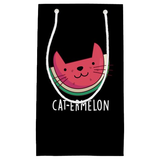 Cat-ermelon Funny Cat Watermelon Pun Dark BG Klein Cadeauzakje (Voorkant)