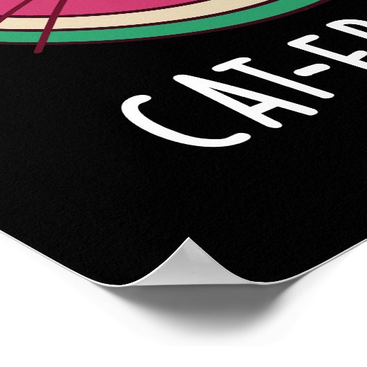 Cat-ermelon Funny Cat Watermelon Pun Dark BG Poster (Hoek)