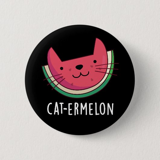 Cat-ermelon Funny Cat Watermelon Pun Dark BG Ronde Button 5,7 Cm (Voorkant)