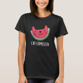 Cat-ermelon Funny Cat Watermelon Pun Dark BG T-shirt (Voorkant)