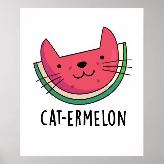 Cat-ermelon Funny Cat Watermelon Pun Poster (Voorkant)