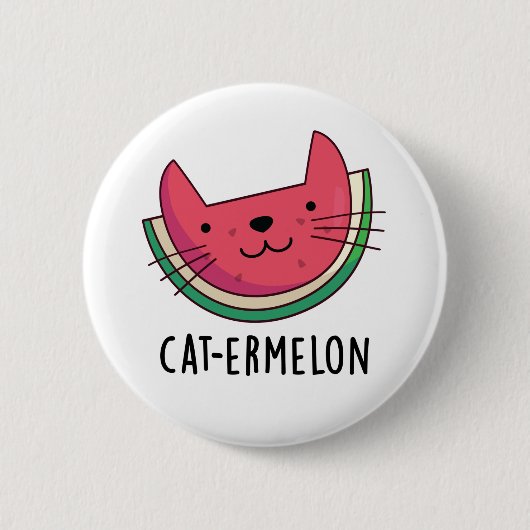 Cat-ermelon Funny Cat Watermelon Pun Ronde Button 5,7 Cm (Voorkant)