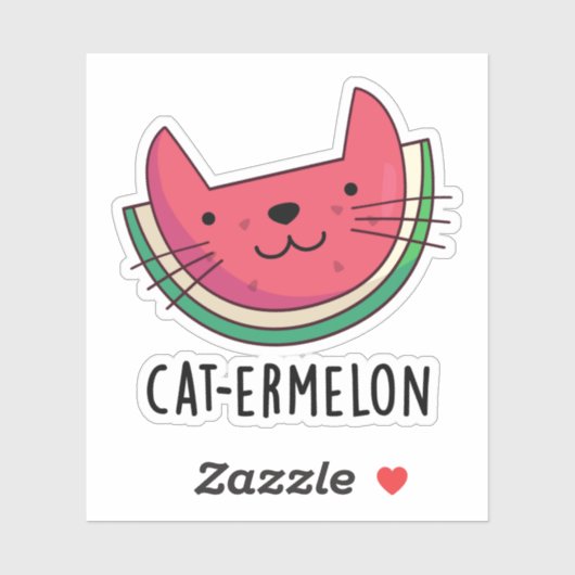 Cat-ermelon Funny Cat Watermelon Pun Sticker (Vel)