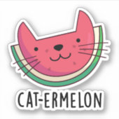 Cat-ermelon Funny Cat Watermelon Pun Sticker (Voorkant)