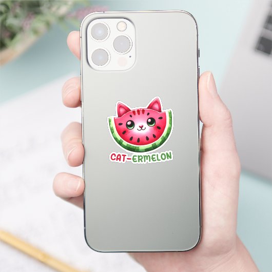 Cat-ermelon Funny Cat Watermelon Pun Sticker (Telefoon)