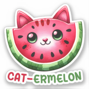 Cat-ermelon Funny Cat Watermelon Pun Sticker