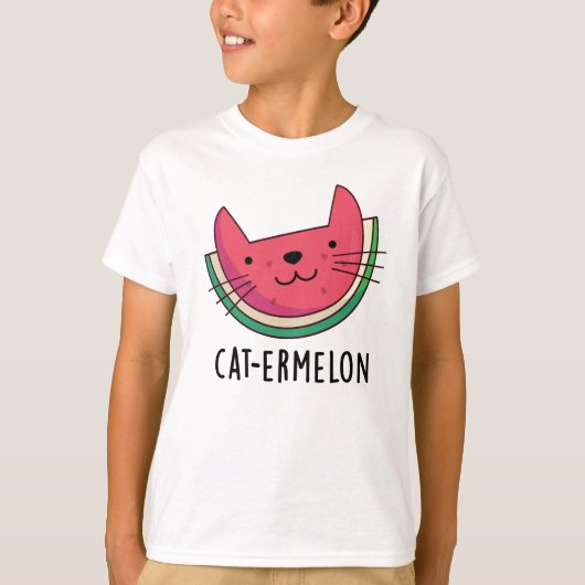 Cat-ermelon Funny Cat Watermelon Pun T-shirt (Voorkant)