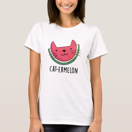 Cat-ermelon Funny Cat Watermelon Pun T-shirt (Voorkant)
