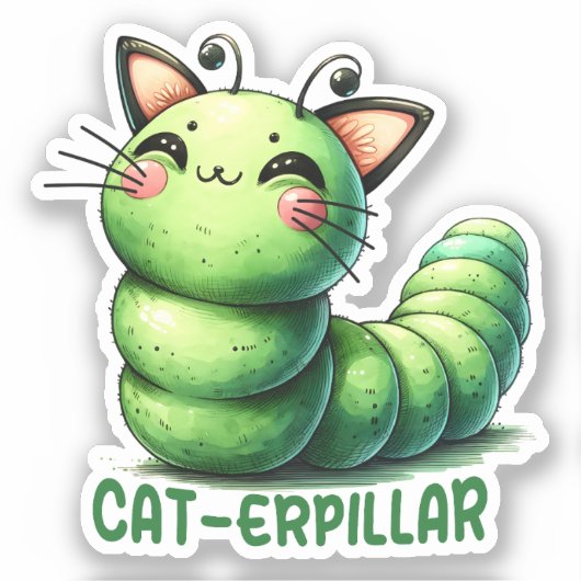 Cat-erpillar grappige kat woordspeling sticker (Voorkant)