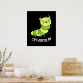 Cat-erpipe Funny Caterpipe Pun Dark BG Poster (Keuken)