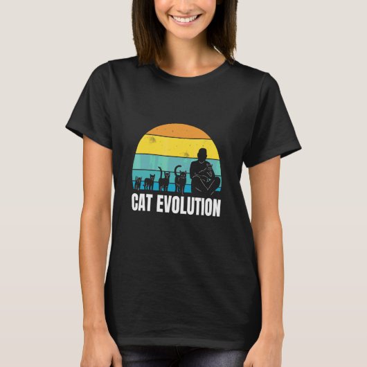 Cat Evolution Cool Retro Fun Weird Bizarre Art T-shirt (Voorkant)