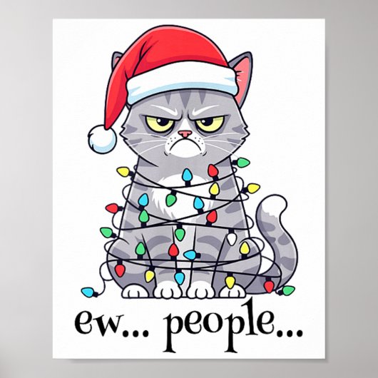 Cat Ew People Adult Humor Mens Womens Introvert An Poster (Voorkant)