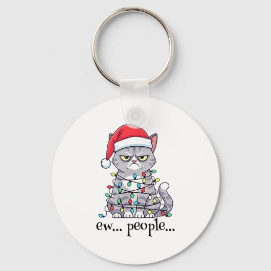 Cat Ew People Adult Humor Mens Womens Introvert An Sleutelhanger (Voorkant)