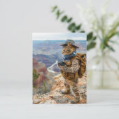 Cat Explorer at Grand Canyon Edge Feestdagenkaart (Staand voorkant)