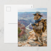 Cat Explorer at Grand Canyon Edge Feestdagenkaart (Voorkant / Achterkant)