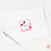 Cat Eye Zonnebril & Sterren Roze Verjaardagsfeest Vierkante Sticker (Envelop)
