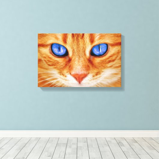 Cat Eyes Face Tiger mackerel red Cat Canvas Afdruk (Insitu (Houten vloer))