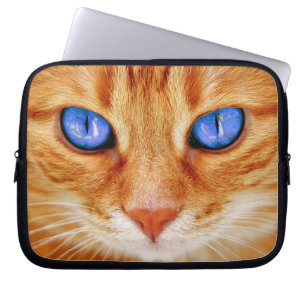Cat Eyes Face Tiger mackerel red Cat Laptop Sleeve