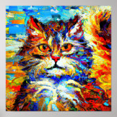 Cat Eyes No.1 in de stijl van Leonid Afremov. Poster (Voorkant)