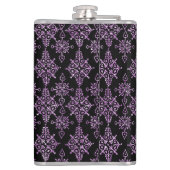 Cat Eyes Paarse Damask Vinyl Verpakte kolf Heupfles (Achterkant)