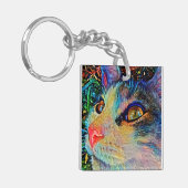  Cat Face Art Sleutelhanger Ring (Voorkant Links)