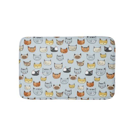 Cat Face Doodle Patroon Badmat (Voorkant)