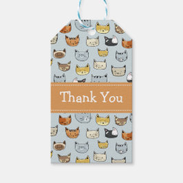 Cat Face Doodle Patroon Cadeaulabel