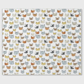 Cat Face Doodle Patroon Cadeaupapier (Vlak)