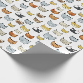 Cat Face Doodle Patroon Cadeaupapier