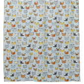 Cat Face Doodle Patroon Douchegordijn (Voorkant)