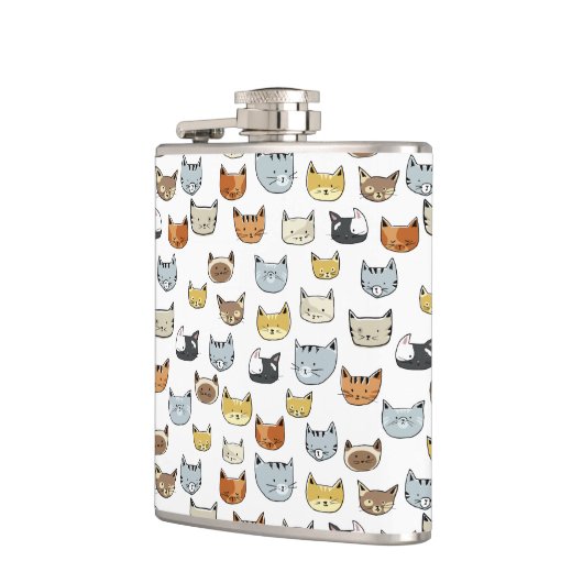 Cat Face Doodle Patroon Heupfles (Links)