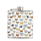 Cat Face Doodle Patroon Heupfles (Voorkant)