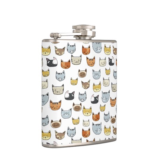 Cat Face Doodle Patroon Heupfles (Rechts)