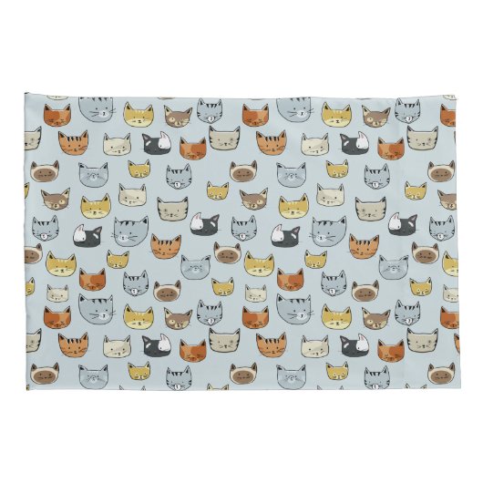 Cat Face Doodle Patroon Kussensloop (Achterkant-Rechts)