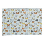 Cat Face Doodle Patroon Kussensloop (Voorkant-Rechts)