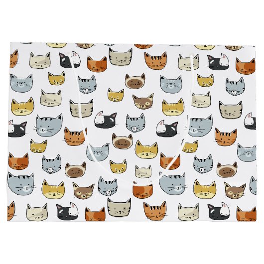 Cat Face Doodle Patroon Large Cadeautasje (Achterkant)