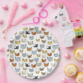 Cat Face Doodle Patroon Papieren Bordje (Feest)