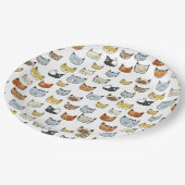 Cat Face Doodle Patroon Papieren Bordje (Gekanteld)